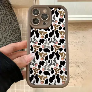 Brown Cow Pattern Phone cases Case Compatible with iPhone 17 Pro Max 16 16e 15 14 Plus 13 12 Mini 11 Air X XS Pattern TPU Lens Protection Durable Soft Cover Valentine's Day Gift 2D printing