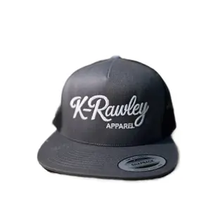 K-Rawley Apparel Dark Grey and Black Snapback Hat with Embroidered Logo for Casual Outings Unisex Style