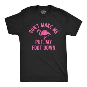 Mens Don't Make Me Put My Foot Down T Shirt Funny Flamingo Sarcastic Parenting Tee Mens Funny T Shirts Cool Vintage Fashion T-Shirt Gift Classic Menswear Funny Animal Short Sleeve Novelty Tees for Guys Black