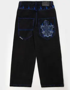 AFFLICTION Flameful Faith Embroidered Mens Wide Leg Jeans