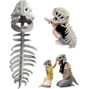 Adults & Kids Halloween Cosplay Dinosaur Costume Set – Realistic Plush Skeleton Outfit with Skull Headpiece & Spine Easter costumes and props