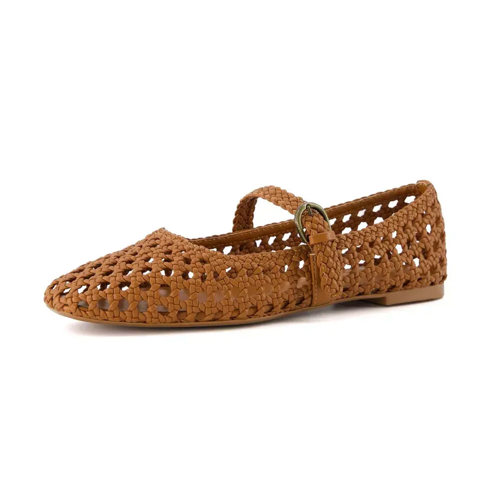 CUSHIONAIRE Women's Weston Woven Mary Jane Flat +Memory Foam