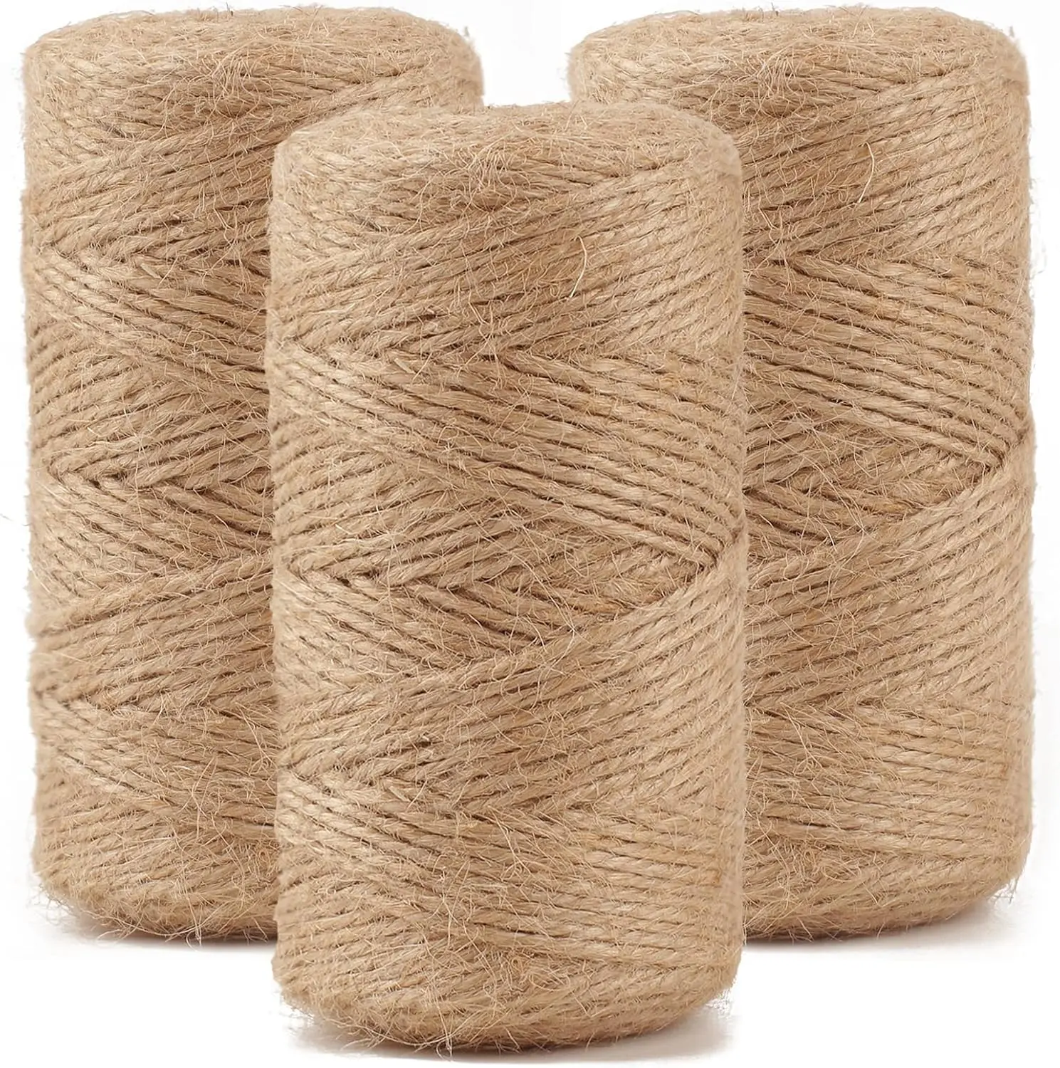 3-Roll 984 FT 3ply Natural Jute Hemp Twine, Thin Ribbon for Gardening, Gift Wrapping, Wedding Decoration (Tools & Hardware Ropes Twine)