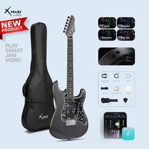 Xmari Smart Electric Guitar with Built in DSP Effects, 4 Presets, USB C OTG Recording, Headphone Output, Alnico Pickups w/Coil Split, Carbon Fiber Body, Gig Bag, Strap, Cable & Picks guitar for beginners electric guitar for beginner【no built-in amp】
