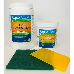 Aqua Coat Clear Grain Filler and Clear Lacquer Kit for Wood Refinishing