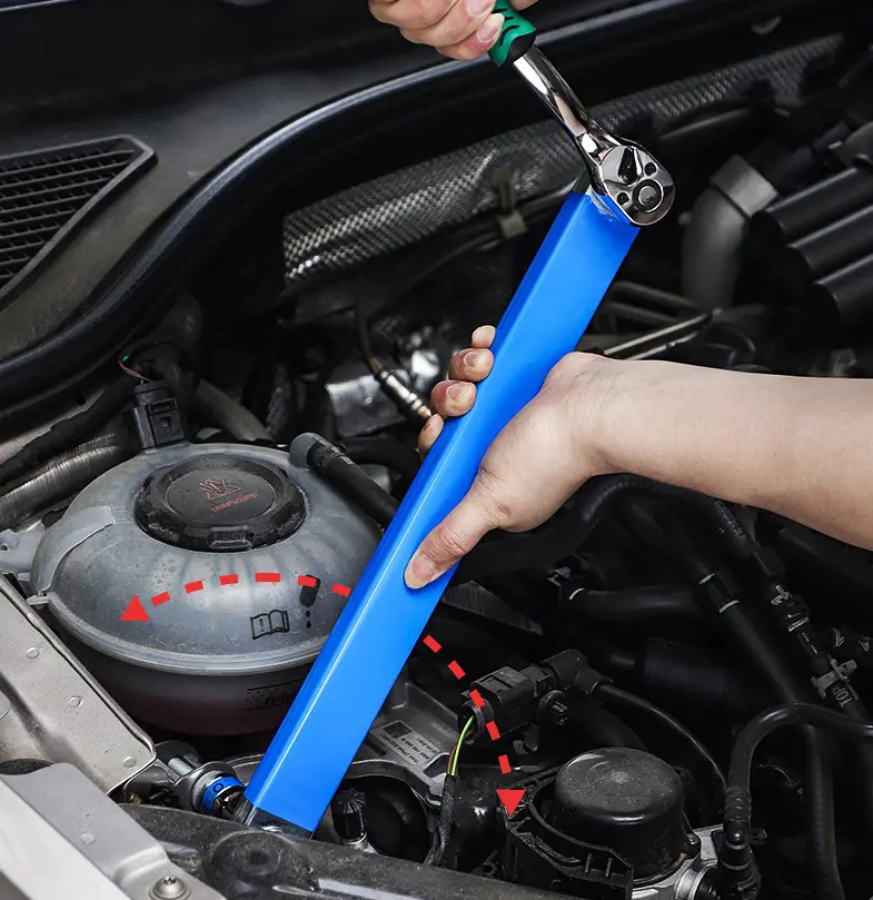 Offset Extension Wrench, Upgraded Impact Ready Extension Wrench Set, with 4pcs 1/2", 1/4" and 3/8" Square Drive Adapters, 15" Socket Wrench Tool, Universal Extensions Wrench for Hard-to-reach Place, SummerVibes