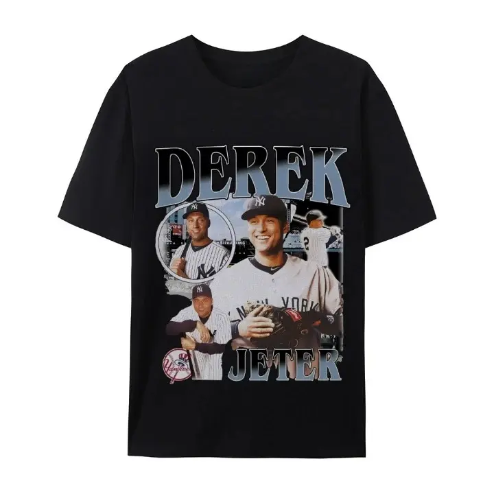 Vintage Derek Jeter Shirt 90s Bootleg Graphic Tee Baseball Streetwear T-Shirt