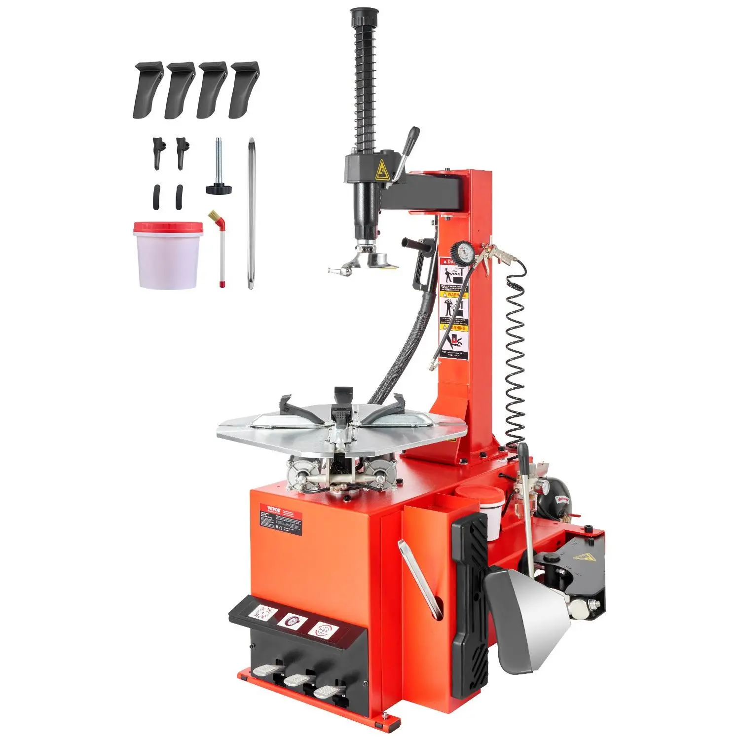 VEVOR Tire Changer Machine, 1.5HP Copper Motor, Durable Tire Changer with Air Pressure Gauge Clamping Jaw Sheath, Pedal Operated Tire Changer with Thickened Chuck, Fit for Sedans/SUVs/Pickup Trucks