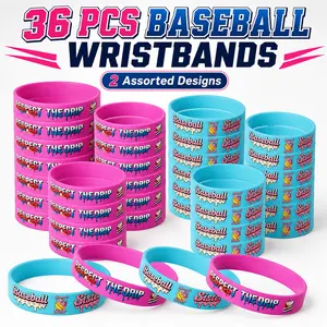 36 Pcs Baseball Softball Silicone Wristbands Set Sports Team Spirit Bracelets for Summer Party Game Day Favor Gift summervibes Vibrant Design