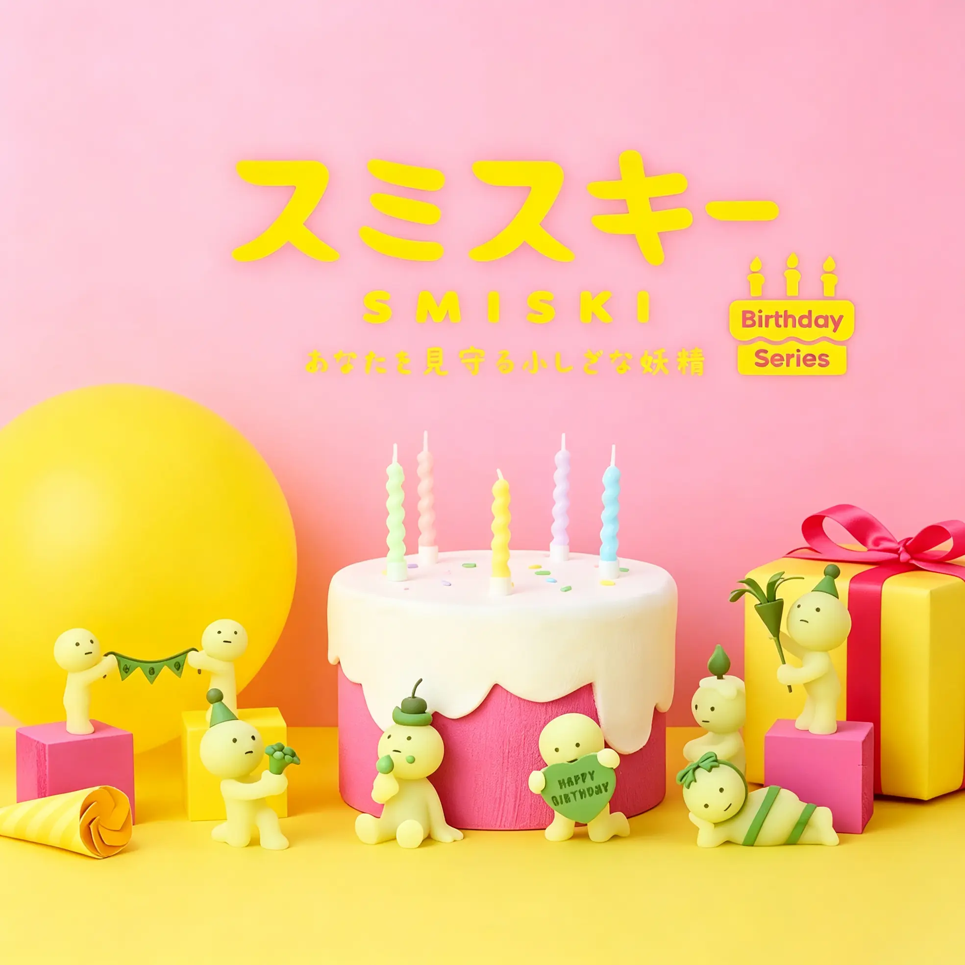 Smiski Birthday Series Blind Box - Surprise Unboxing Collectible Figurines, Desktop Ornament, Cute Room Decoration, Gift for Sumikkurashi Fans Back-to-School Gifts