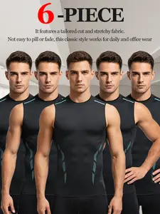 Mens 6 Pack Quick Dry Compression Sleeveless Shirts Athletic Muscle Tank Tops Gym Workout Base Layer Undershirt