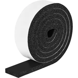 Strips with Adhesive, 2 Inch Wide X 1/2 Inch Thick, Neoprene Weather Stripping High Density  Closed Cell Tape Seal for Doors and Windows Insulation, Total 6.5  Long