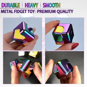 Magic Cube Stress Relief Spinning Gyroscope Edc Metal Hand Spinner Toy Stress Relief Fidgeting with Gift Box, Unisex Anxiety Reliever for Kids and Adults