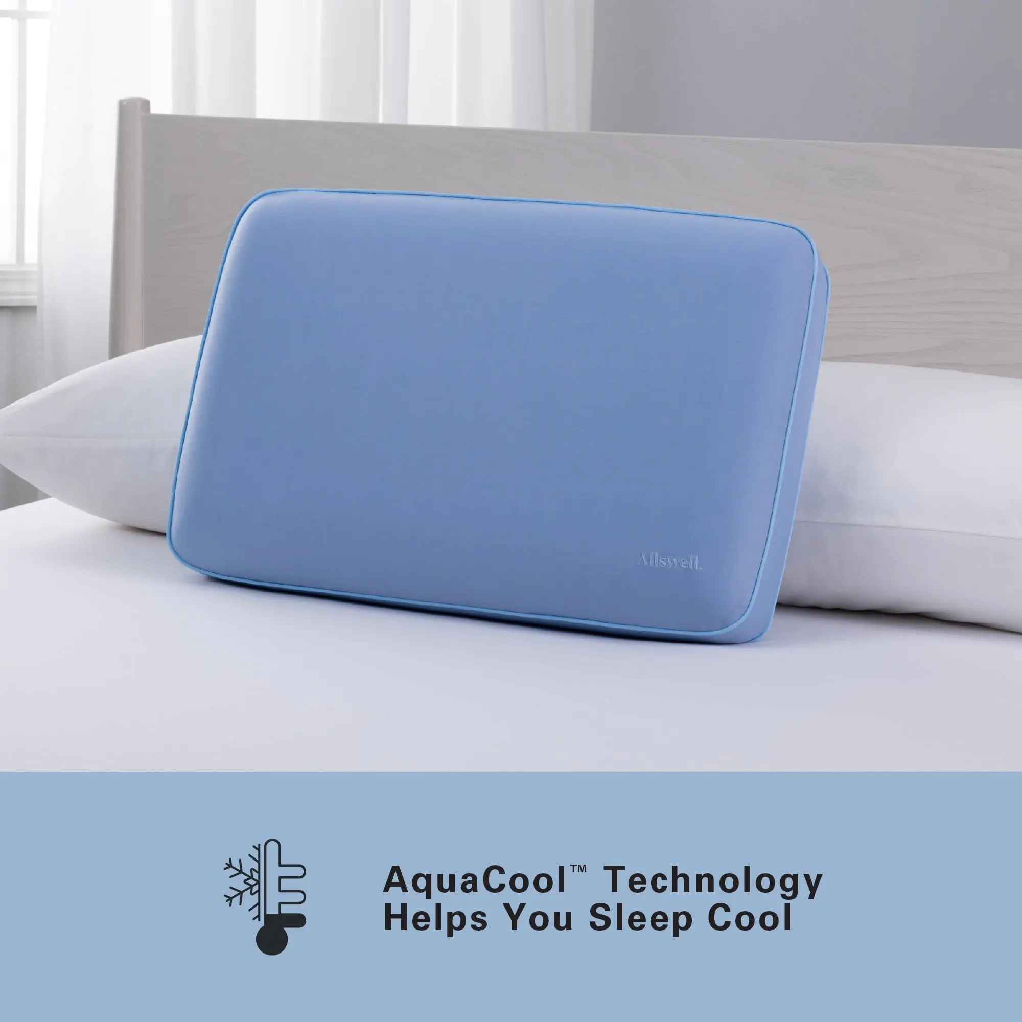 Allswell AquaCool Memory Foam Pillow, Standard Queen (16” x 25” x 5.5”)
