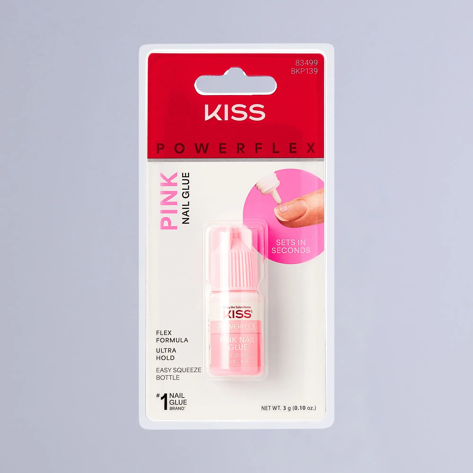 Kiss PowerFlex Pink Fake Nail Glue - 0.10 oz. | Nail Adhesive, Press-On Glue, Pink Tint, Strong Hold