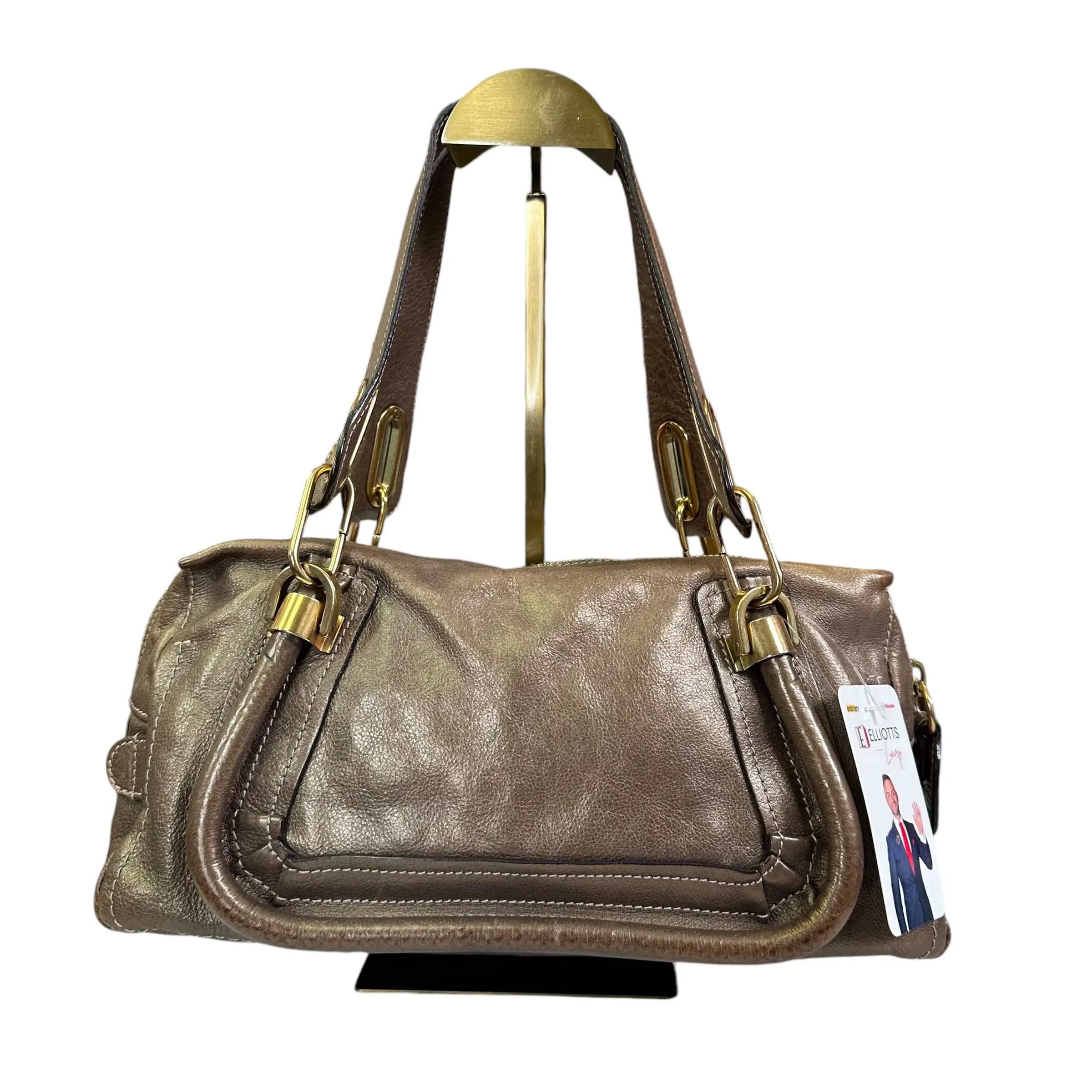 Pre-owned Chloé Leather Shoulder Bags Chloe Partay Bronze Distressed East & West Shoulder Purse