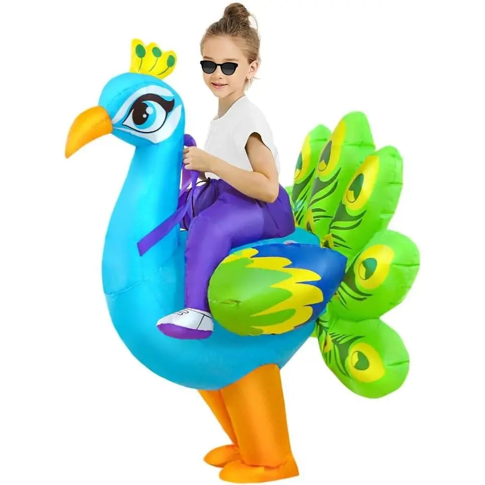X-CPA02  Inflatable Costume,Peacock Halloween Costumes Air Blow up Costumes for Girls/Kids, Funny Ride on Peacock Costume