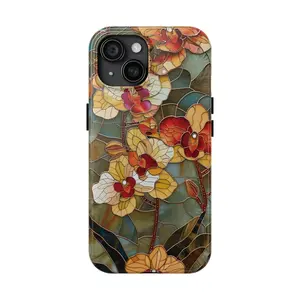 Artisan Stained Glass Orchid Design Phone Case Iphone