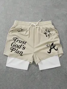 Men's Letter & Cross Graphic Print Boxer Briefs, Regular Fit Casual Comfy Breathable Athletic Underwear for Daily Wear, Mens Underwear for All Seasons, Activewear
