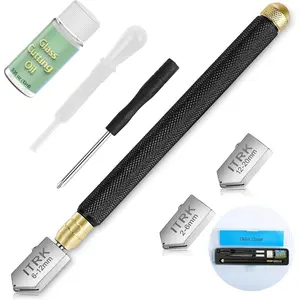 Glass  2mm-20mm & Glass  Oil, Professional Upgrade Glass Cutters Tools with Carbide Tip & Automatic Oil Feed, Pencil Style  Tool for  Thick Glass, Tiles, Mirror, Mosaic