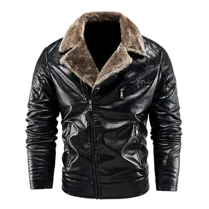 Men's Black PU Leather Motorcycle Jacket - Faux Shearling Collar Lining, Zipper Decoration, Classic Style, Perfect for Rocking Out and Staying Warm This Winter