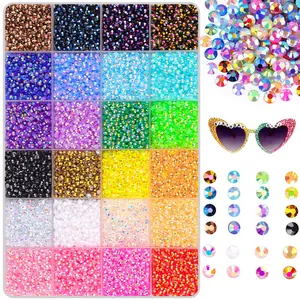 #Summervibes 30000Pcs Resin Jelly Rhinestones for Crafting Bedazzling, Multicolor 3mm Flatback Gems for Crafts Clothing Clothes Tumblers Shoes Nails, Flat Back Mixed Color Bulk Bedazzler Kit Jewels with Gifted Tools