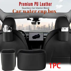 Car Door Cup Holder Universal Stable Clip Drink Holder Multifunctional Cup Holder Wear-Resistant Waterproof Auto Seat Back Clip Storage Bag PU Leather Box Car Cup Holders