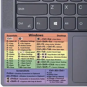 Keyboard Reference Shortcut Sticker, Colorful Shortcut Stickers, Laptop Sticker for Windows System, Label Keyboard Durable Adhesive Stickers, Office Computer Accessories, for Windows Compatibility Laptop, Self Adhesive Stickers