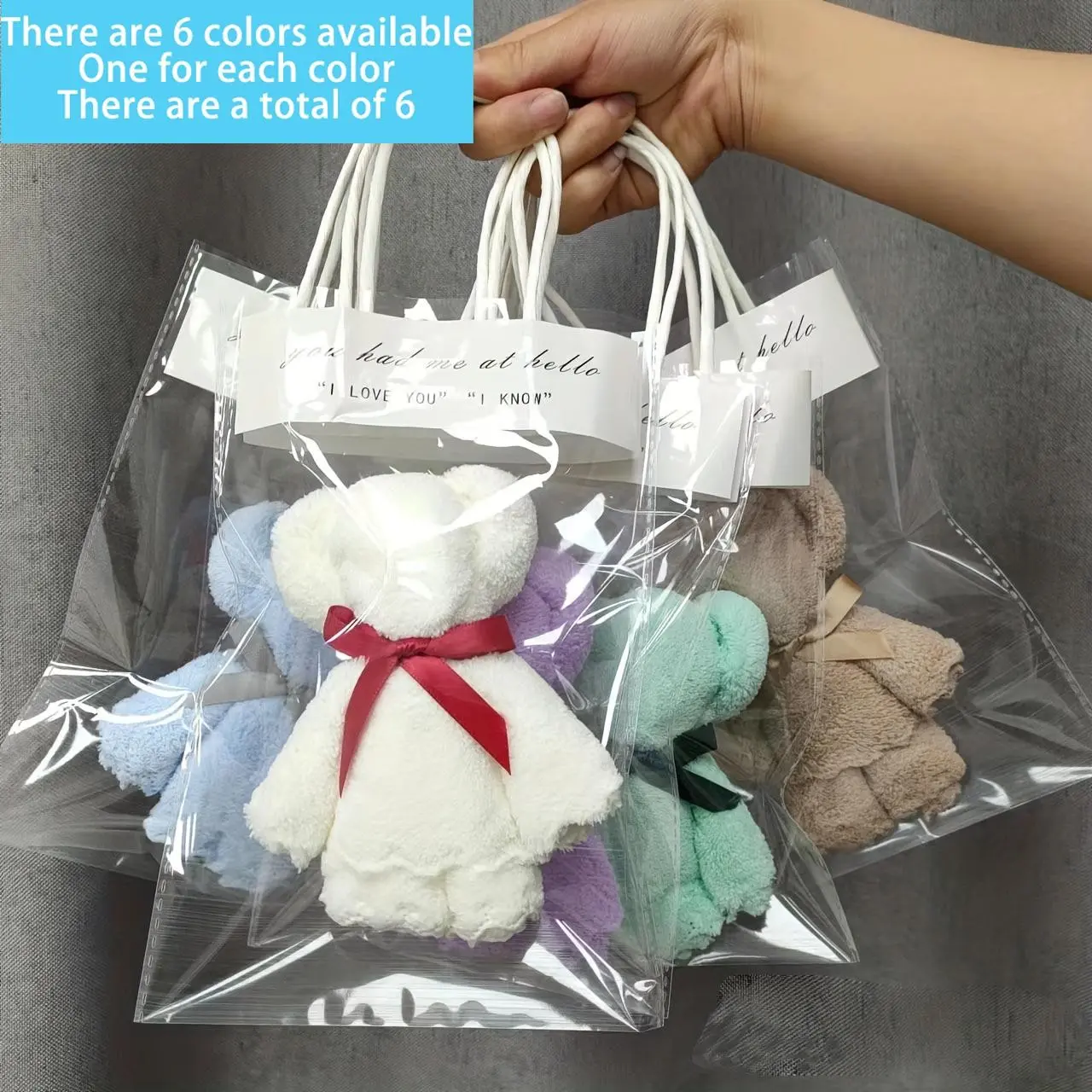 6-Piece Bear Towel Set with Bag, Soft Plush Teddy Bears, Functional Cartoon Doll Gift, Home Decor, Room Decoration, Birthday Party Gifts