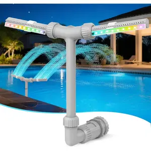 Pool Fountain with Lights |   Solar Pool Fountain for Above Ground & Inground Pools,Solar Lights with Remote, Adjustable Sprinkler for Relaxation & Cooling 6-15 Degrees