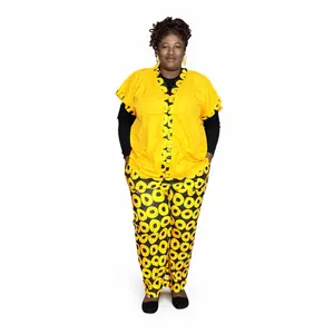 Chic 2-Piece Set - Sleek Top with Vibrant Patterned Accents & Bold Statement Pants for Outings & Casual Events