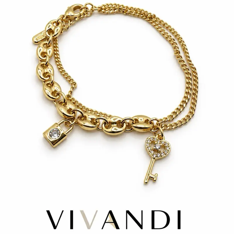 Vivandi Heart Key & Lock Charm Bracelet Vivandi Heart Key & Lock Charm Bracelet