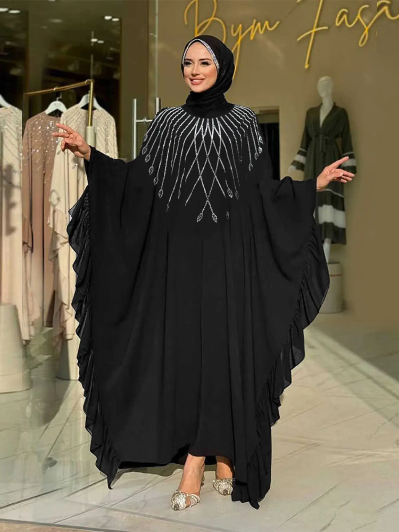 Muslim Women Fashion Embroidered Loose Dress, Muslim Clothing, Casual Dresses, Islamic Wear, Islamic Modesty Clothes, Elegant Long Gown, Modest Muslim Outfits, Muslim Women Gowns, Modest Style Dress
