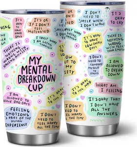 20 Oz Stainless Steel Insulated Travel Tumbler, My Mental Health Breakdown, Positive Daily Affirmation Gift for Women