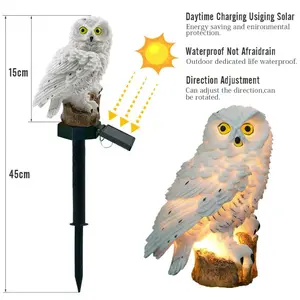 2026 New Solar Powered Owl Garden Lights, Realistic Resin Owl LED Pathway Lights, Outdoor Lawn Decor