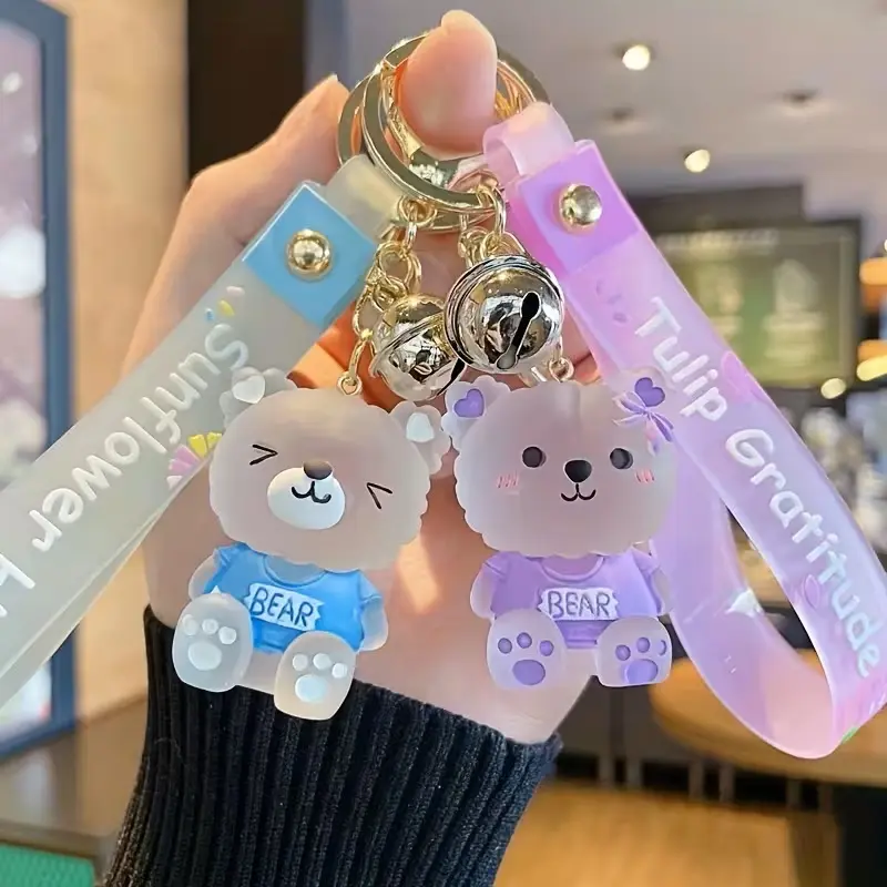 Purple Adorable Glass Bear Keychains for Bags