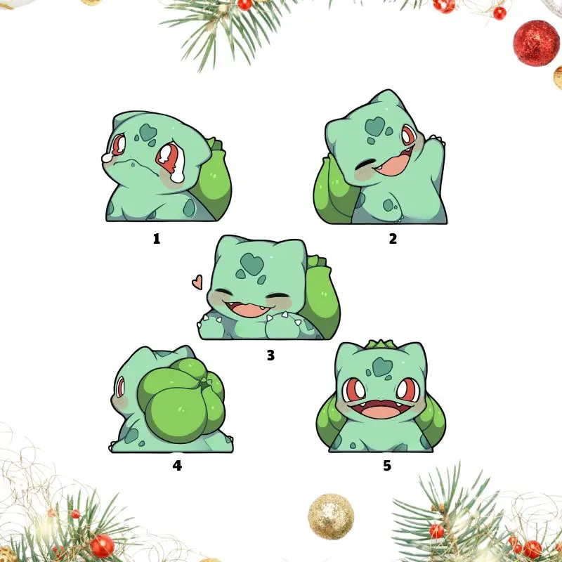 Bulbasaur Vinyl Peeker Sticker, Waterproof Matte Decal for Laptop, Water Bottle Sticker, Window Vinyl Car Decals Anime Poke Stickers