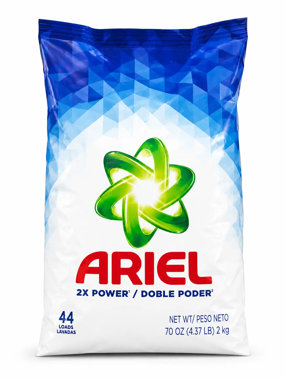 Ariel 2X Power Powder Laundry Detergent, 44 Loads, 70 oz (2 kg), Deep Cleaning Laundry Soap