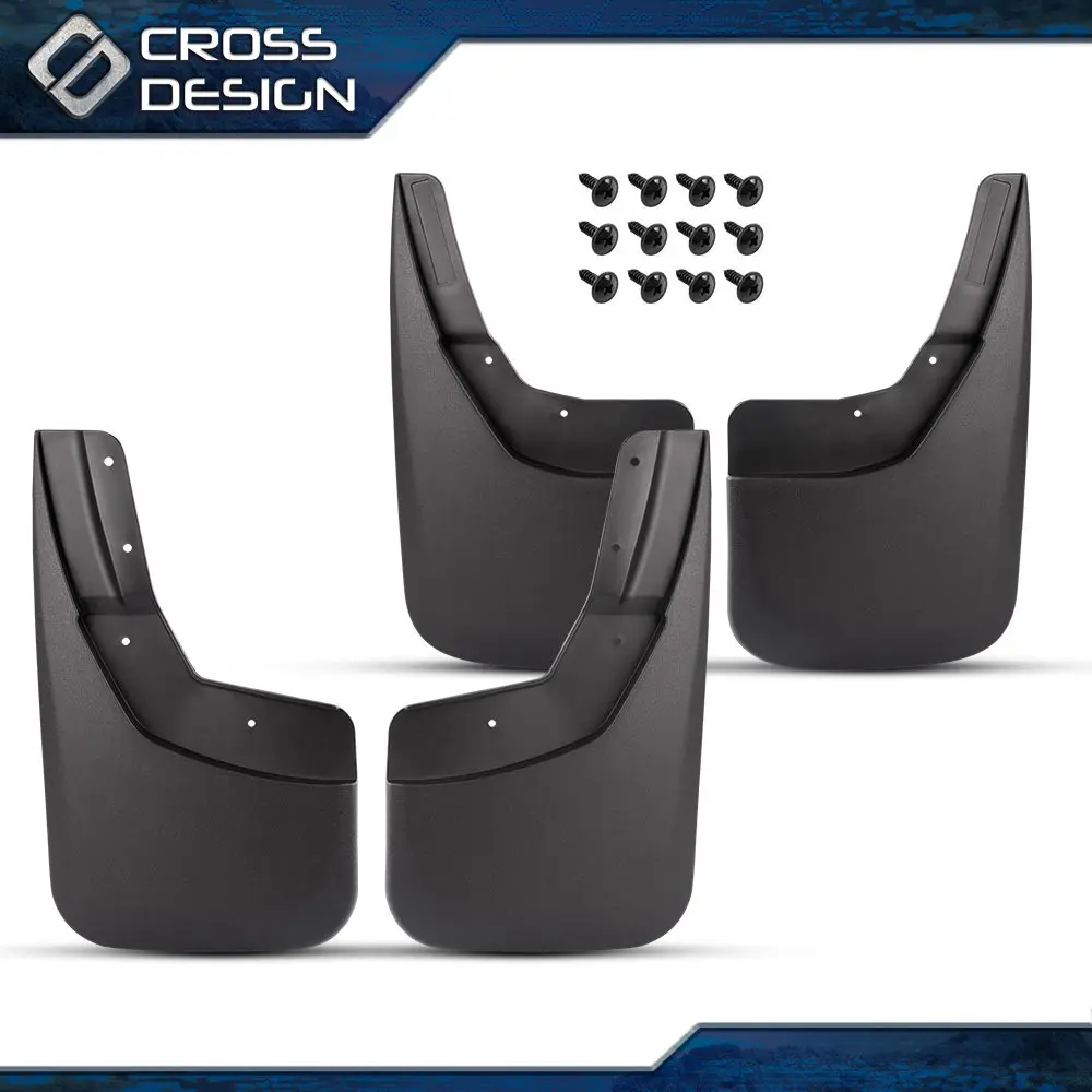 CROSSDESIGN 4PCS Tough PP+TPO Molded Mud Guards Set, Vehicle Gravel Protection Car Exterior Accessories, High-Strength Pre-Fitted Front & Rear Splash Guards for 2014-2018 Silverado, Debris Shield