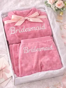 Bridemaids Pink Velour Tracksuit Rhinestone Bridal Set for Weddings Honeymoons & Airport Outfits Soft Comfortable Velvet Material with Sparkling Rhinestone Embellishments