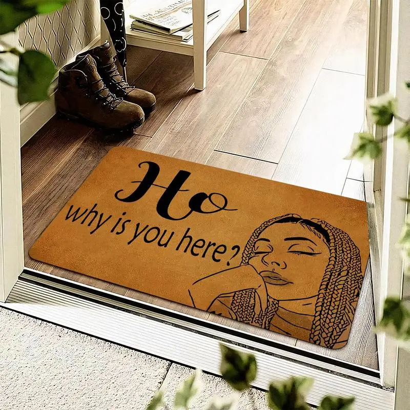 Spooky Ghosts and Bats Halloween Slogan Pattern Door Mat - Anti-Slip Rubber Back, Absorbent, Anti-Shrink, Durable, Indoor Machine Washable Welcome Mat for Home Living Room, Kitchen, Rustic, Non-Customised