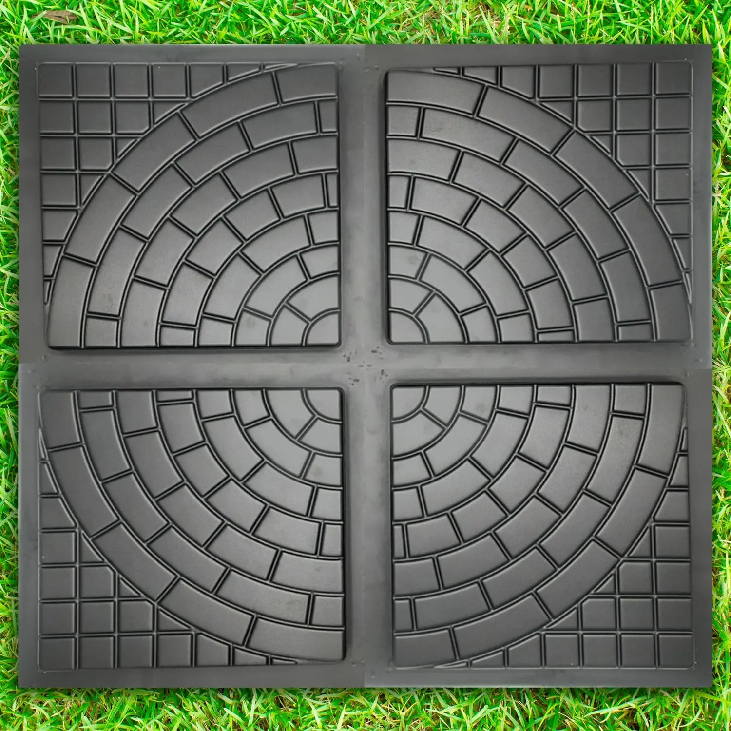 Home Supplies 4-Piece Plastic Precast Concrete Mold Set Pack, Large Cobblestone Patio Paving Forms for Walkways, Precast Concrete Molds
