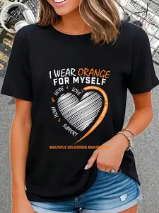 100% Cotton Orange Multiple Sclerosis Apparel Women Men MS Awareness T-Shirt Casual Short Sleeve Shirt