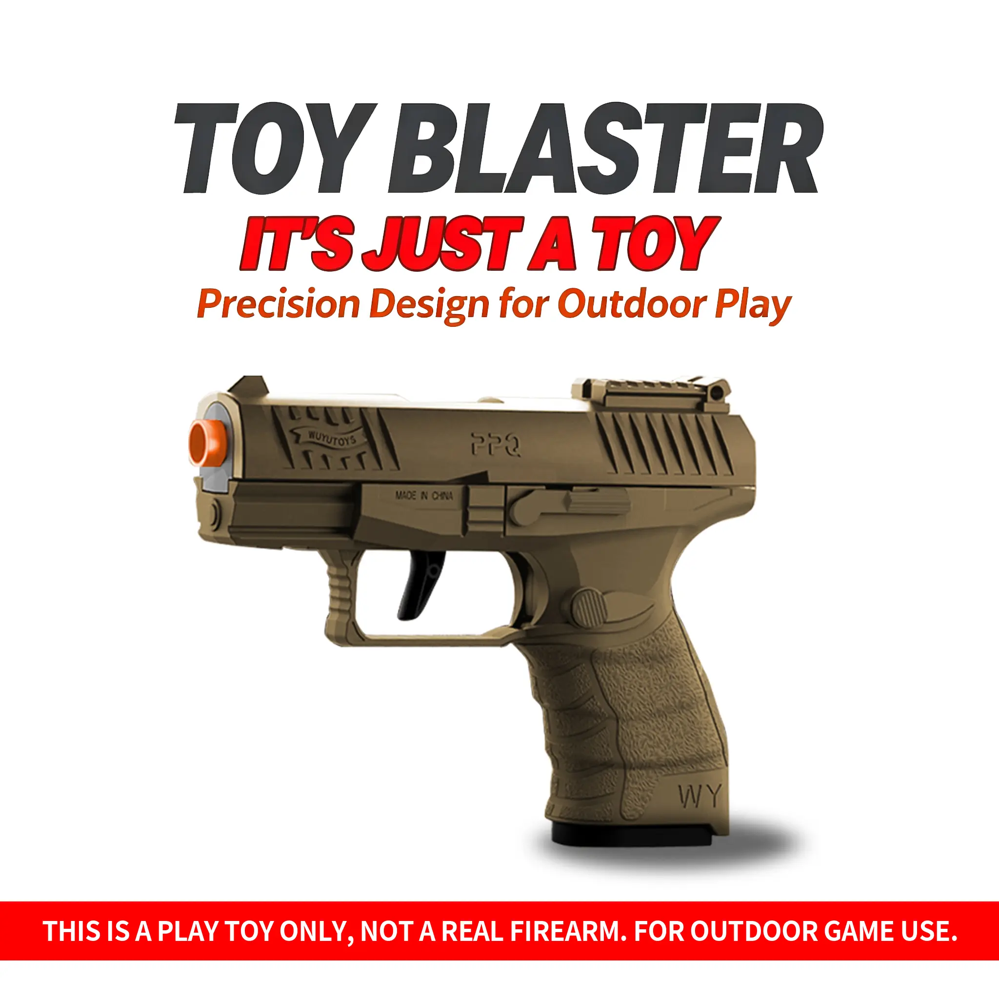 ABS Plastic Soft-Tip Dart Toy Gun with Auto Shell Ejection, Self-Acting Mechanism, Sliding Bolt Lock, Orange Safety-Colored Muzzle - Ideal Gift for Teens 14+ for Backyard Play