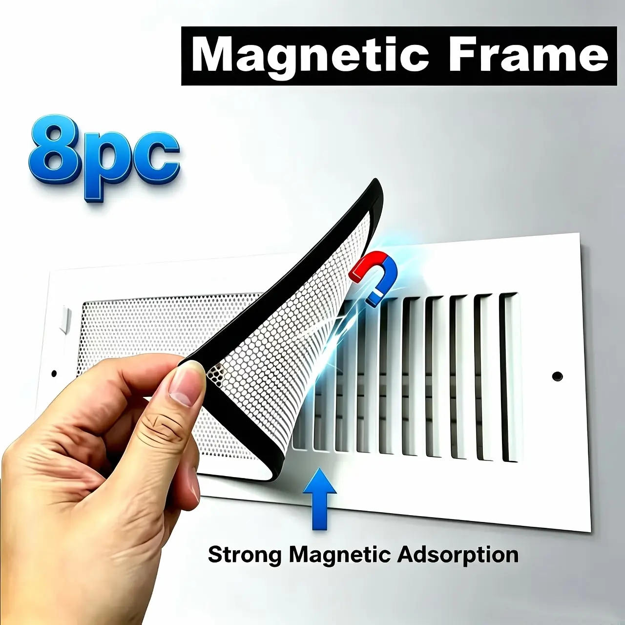 8pcs Set Of 4 X 10-inch Magnetic Vent Filter, for Use with PCs, with A Mesh Vent Cover, Washable, Dust-proof, Insect-proof, And Prevents Small Objects From Falling Out. Suitable for Use On Floors And Ceilings for Air Conditioning Ventilation