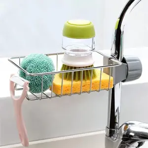 Kitchen Sink Caddy Organizer Over Faucet Sponge Holder, Stainless Steel Heavy Duty Thickening Hanging Faucet Drain Rack