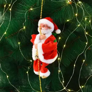 Electric Climbing Santa Claus Toy with Music for Christmas Trees & Holiday Decorations Figurine Ornament