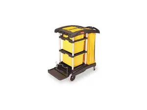 RUBBERMAID FG9T7300BLA Microfiber Janitor Cart,Black,Plstc/Alum