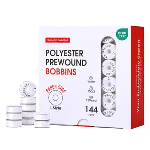 PooLin Richword Style L Prewound Paper Side Embroidery Bobbins for Commercial Embroidery Machines