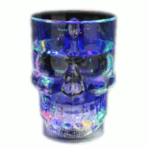 212 MAIN 14oz Cylindrical Skull Light Up Mug - Button Control, LED Lights, Coffee & Drink Cup for Festive Supplies, Party Gifts (Home Supplies)